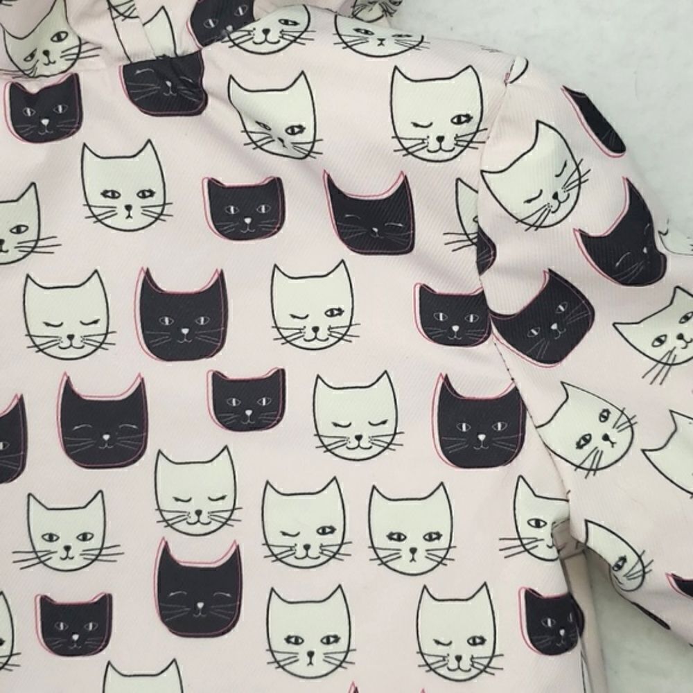 Dip Brand Girls 6-12 Months Black And White Cat Raincoat With Hood, Super Soft - Picture 9 of 14